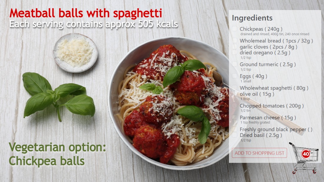 chickpea balls & spaghetti